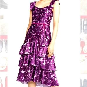 MARCHESA NOTTE
Floral Draped Charmeuse Tiered Ruffle-Trim Dress size 12 new wtag